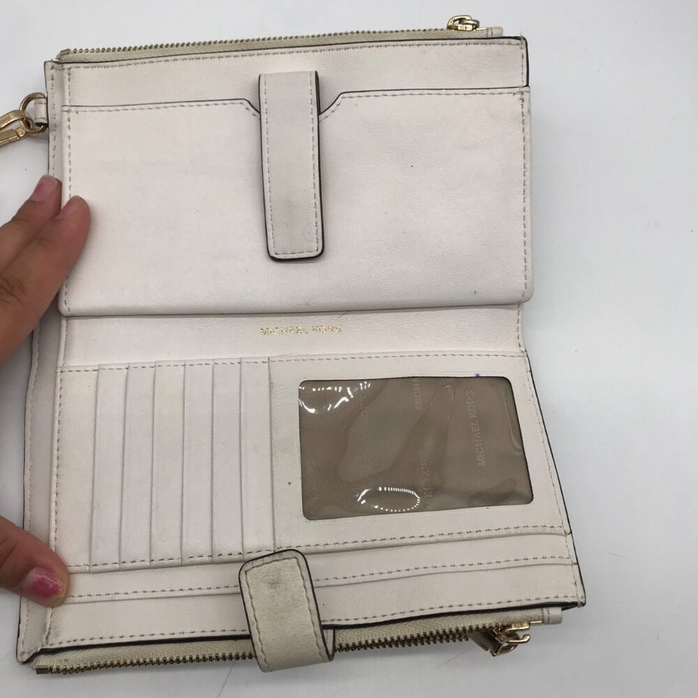 Michael Kors Gold Floral Embossed Leather Karla Wristlet - Picture 10 of 12